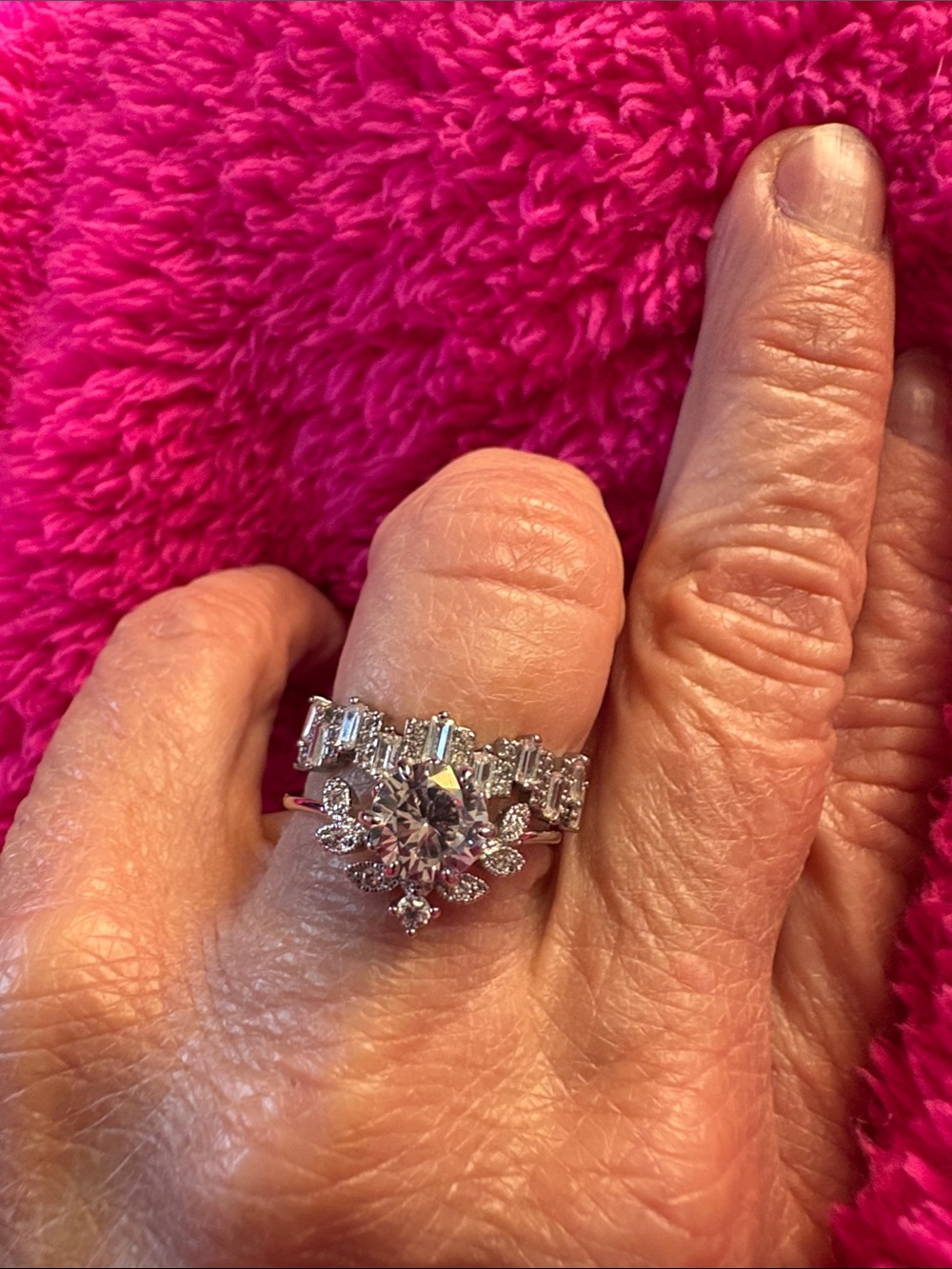 Silver Rings with white Cubic Zirconia stones. Both fit well together
So Pretty! - Picture 4 of 12